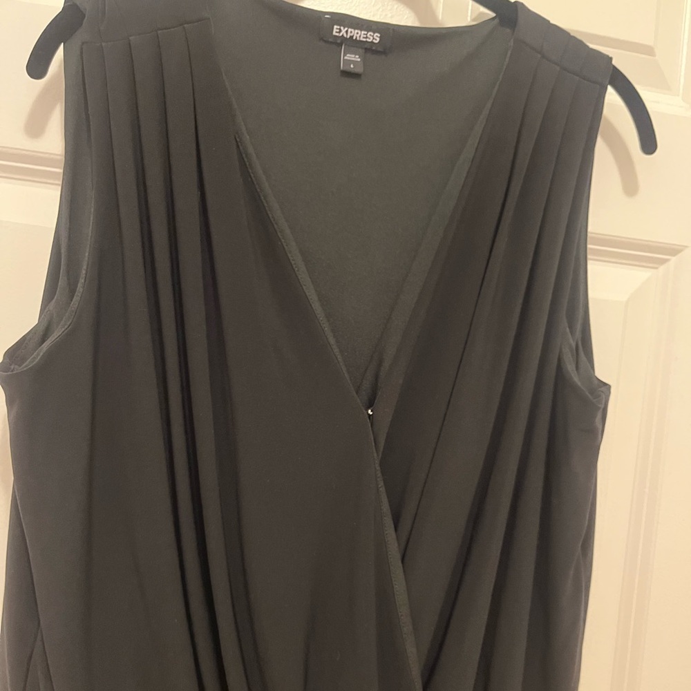 Express Black Pleat Shoulder Tank Bodysuit